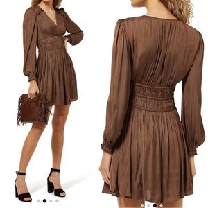 Maje Elegant Chocolate Long Sleeve Dress